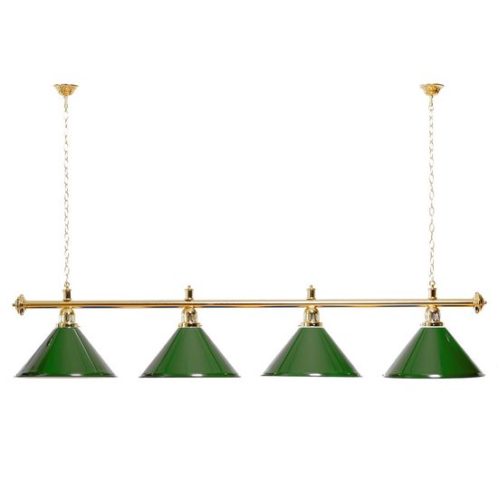 goldfarbene Halterung Billardlampe 4 Schirme gold mit Glas